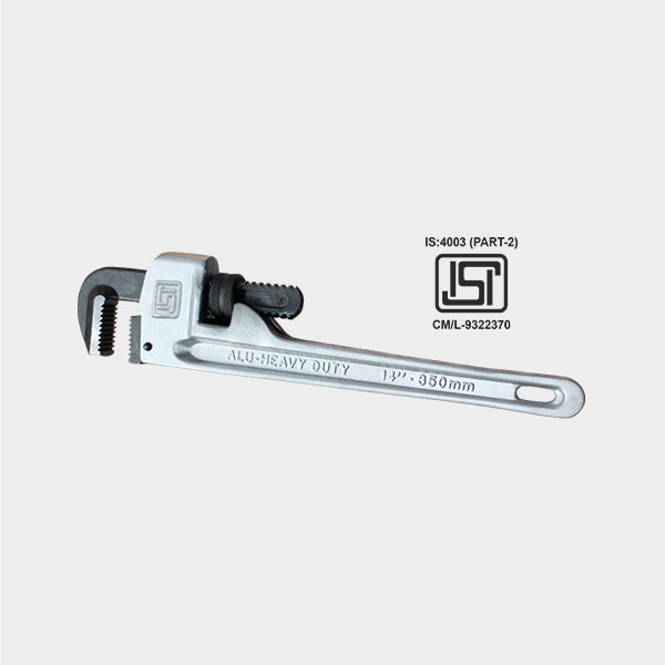 ALUMINIUM HANDLE PIPE WRENCH (Heavy Duty) Duly ISI Marked to IS:4003 (Part-2), 1986/97